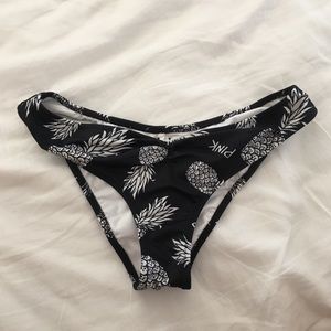 VS Pink Black Pineapple Ruched Bikini Bottom
